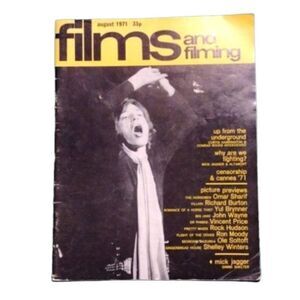 Vintage Films and Filming Magazine August 1971 with Mick Jagger‎ on Front Cover